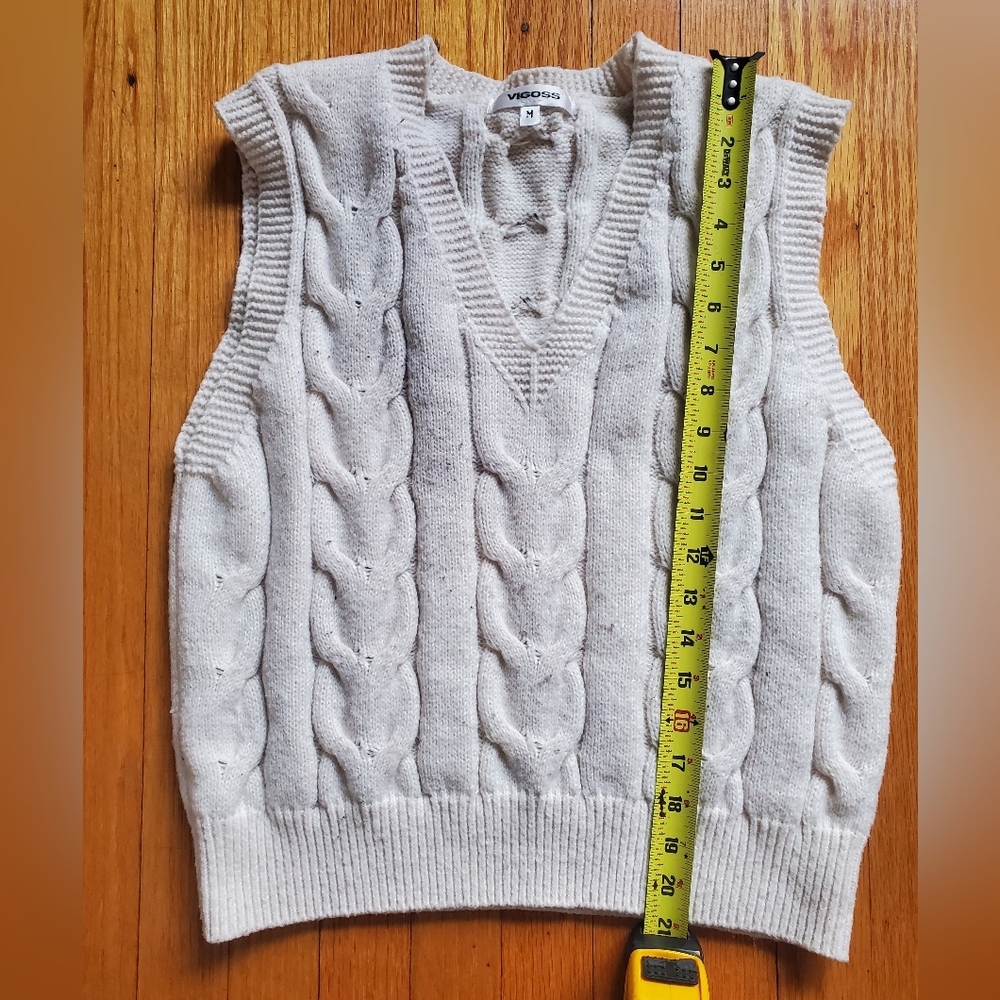 Vigoss Women's Cream Cable Knit Sweater Vest Size M - Picture 6 of 8